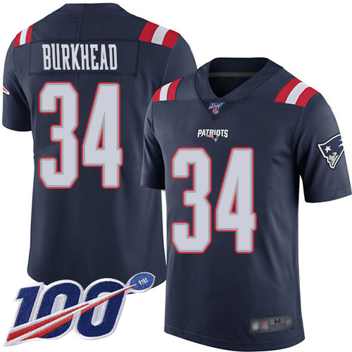 New England Patriots Football #34 100th Season Rush Limited Navy Blue Men Rex Burkhead NFL Jersey->youth nfl jersey->Youth Jersey
